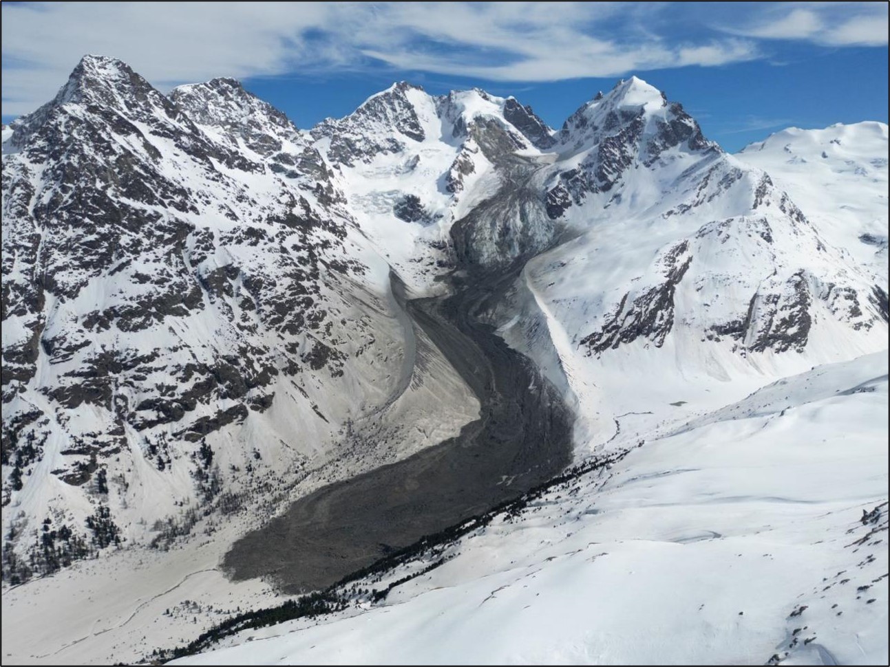 Bild des Fels-Eissturz vom Piz Scerscen vom 14. April 2024